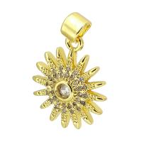 Cubic Zirconia Micro Pave Brass Pendant, Sun, gold color plated, micro pave cubic zirconia, 15x17x3mm, Hole:Approx 4mm, Sold By PC