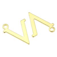 Messing hangers, Letter V, gold plated, 18x20x1mm, Gat:Ca 2mm, Verkocht door PC