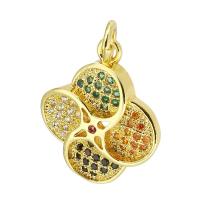 Cubic Zirconia Micro Pave Brass Pendant, gold color plated, micro pave cubic zirconia, multi-colored, 15x18x3mm, Hole:Approx 3mm, Sold By PC