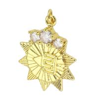 Cubic Zirconia Micro Pave Brass Pendant, gold color plated, micro pave cubic zirconia, 18x22x4mm, Hole:Approx 2mm, Sold By PC