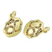 Cubic Zirconia Micro Pave Brass Pendant gold color plated micro pave cubic zirconia multi-colored Approx 2mm Sold By PC