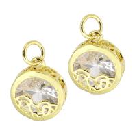 Cubic Zirconia Brass Pendants gold color plated micro pave cubic zirconia Approx 4mm Sold By PC