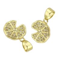Cubic Zirconia Micro Pave Brass Pendant, gold color plated, micro pave cubic zirconia, 10x12x1mm, Hole:Approx 3mm, Sold By PC