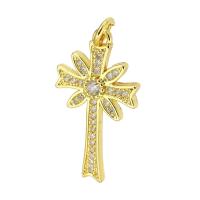 Cubic Zirconia Micro Pave Brass Pendant, gold color plated, micro pave cubic zirconia, 14x26x2mm, Hole:Approx 3mm, Sold By PC