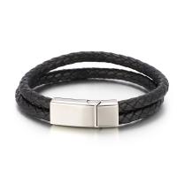 Bijoux bracelet en acier inoxydable, acier inoxydable 316L, avec vachette cordon, Double couche & teints & unisexe, plus de couleurs à choisir, 205x6mm, Vendu par PC