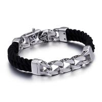 Titanium Steel Bracelet, with Nylon Cord, for man, black, 220x11mm, Sold By PC