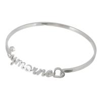 304 Stainless Steel Bangle, Each custom text must be less than 10 letters & fashion jewelry & for woman, original color, Inner Diameter:Approx 63x64mm, Sold By PC