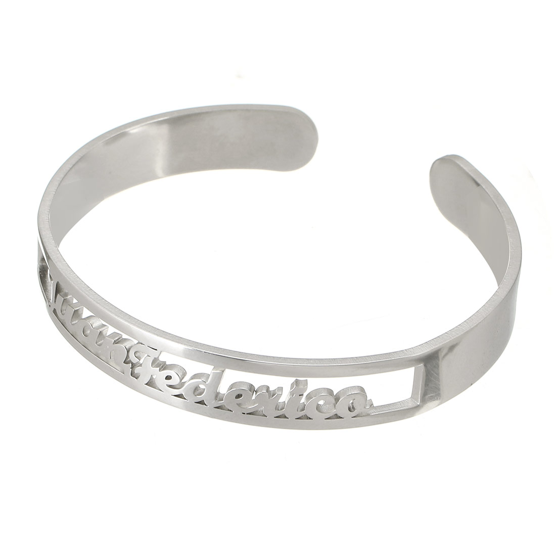 Acier inoxydable 304 bracelet manchette, bijoux de mode & pour femme, couleur originale, 10mm, Diamètre intérieur:Environ 58x48mm, Vendu par PC