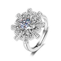 Cubic Zirconia Micro Pave Brass Ring Adjustable & micro pave cubic zirconia & for woman silver color 18.65mm Sold By PC
