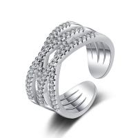 Cúbicos Circonia Micro Pave anillo de latón, metal, Ajustable & micro arcilla de zirconia cúbica & para mujer, más colores para la opción, 9.60mm, Vendido por UD