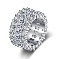 Cubique anneau en laiton Circonia Micro Pave, Placage, pavé de micro zircon & pour femme, argent, 17mm, Vendu par PC