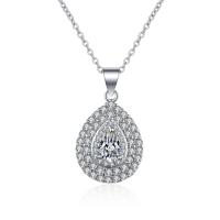 Cubic Zircon Micro Pave Brass Necklace, micro pave cubic zirconia & for woman, silver color, 20.90x14.80mm, Length:Approx 45 cm, Sold By PC