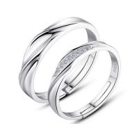 Cúbicos Circonia Micro Pave anillo de latón, metal, chapado, Ajustable & unisexo & micro arcilla de zirconia cúbica, plateado, 17mm, Vendido por UD