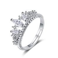 Kubisk Circonia Micro bane messing Ring, forgyldt, Justerbar & Micro Pave cubic zirconia & for kvinde, sølv, 8.14mm, Solgt af PC