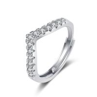 Cubic Zirconia Micro Pave Brass Ring plated Adjustable & micro pave cubic zirconia & for woman silver color 17mm Sold By PC