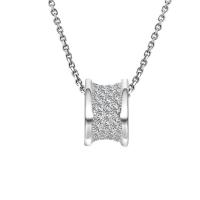 Cubic Zircon Micro Pave Mässing Halsband, plated, micro bana cubic zirconia & för kvinna, silver, 14.50x9.25mm, Längd Ca 45 cm, Säljs av PC