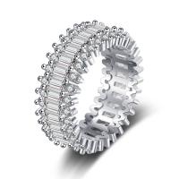 Кубический циркон микро проложить кольцо-латунь, Латунь, инкрустированное микро кубического циркония & Женский, серебряный, 17mm, продается PC