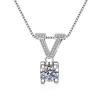 Cubic Zircon Micro Pave Brass Necklace, plated, micro pave cubic zirconia & for woman, silver color, 20.40x13.14mm, Length:Approx 45 cm, Sold By PC
