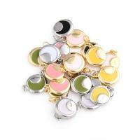 Brass Jewelry Pendants, Round, real gold plated, enamel, more colors for choice, 26x6x4mm, Sold By PC