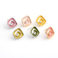 النحاس القرط قطرة المكون, بالذهب الحقيقي, للمرأة & مينا & مع حجر الراين, المزيد من الألوان للاختيار, 16x16x3mm, تباع بواسطة PC