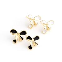 Brass Earring Stud Component, real gold plated, enamel, more colors for choice, 16x15x1mm, Sold By PC