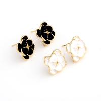 Brass Earring Drop Component real gold plated for woman & enamel Sold By Pair