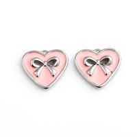 Brass Heart Pendants real gold plated enamel pink Sold By PC