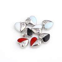 Brass Jewelry Pendants, Heart, real gold plated, enamel & with rhinestone, more colors for choice, 18x16x20mm, Sold By PC
