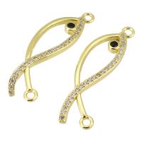 Cubic Zirconia Micro Pave Brass Connector gold color plated fashion jewelry & DIY & micro pave cubic zirconia golden Approx 2mm Sold By Lot