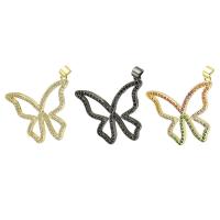 Cubic Zirconia Micro Pave Brass Pendant, Butterfly, gold color plated, fashion jewelry & DIY & micro pave cubic zirconia, more colors for choice, 35x27x2mm, Hole:Approx 3mm, 10PCs/Lot, Sold By Lot
