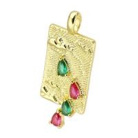 Cubic Zirconia Micro Pave Brass Pendant, gold color plated, fashion jewelry & DIY & micro pave cubic zirconia, multi-colored, 15x35x3mm, Hole:Approx 3mm, 10PCs/Lot, Sold By Lot