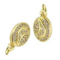 Cubic Zirconia Micro Pave Brass Pendant, gold color plated, fashion jewelry & DIY & micro pave cubic zirconia, golden, 7x13x2mm, Hole:Approx 3mm, 10PCs/Lot, Sold By Lot