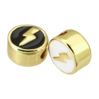 Brass Jewelry Beads, Round, gold color plated, fashion jewelry & DIY & enamel, more colors for choice, 10x10x6mm, Hole:Approx 3mm, 10PCs/Lot, Sold By Lot
