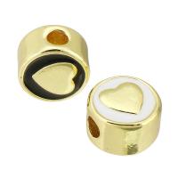 Brass Jewelry Beads, Round, gold color plated, fashion jewelry & DIY & enamel, more colors for choice, 10x10x6mm, Hole:Approx 3mm, 10PCs/Lot, Sold By Lot