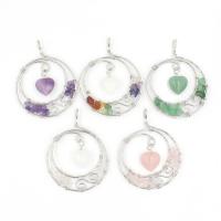 Gemstone Pendants Jewelry Natural Stone with Brass Round platinum color plated & Unisex Sold By PC