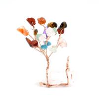Rich Tree Decoration, Natural Stone, with Brass, rose gold color plated, different materials for choice & Unisex, more colors for choice, 35x60mm, Sold By PC