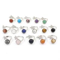 Natural Gemstone Finger Ring, Natural Stone, with 303 Stainless Steel, Round, Adjustable & different materials for choice & Unisex & with rhinestone, more colors for choice, 10mm, Inner Diameter:Approx 21mm, Sold By PC
