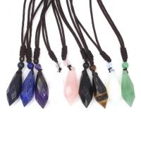 Natural Gemstone Necklace Natural Stone Conical & Unisex & faceted Length Approx 33.1 Inch Sold By PC