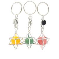 Bag Purse Charms Keyrings Keychains Natural Stone with Brass platinum color plated & Unisex Sold By PC