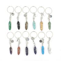 Bag Purse Charms Keyrings Keychains, Natural Stone, with Brass, Conical, platinum color plated, different materials for choice & Unisex, more colors for choice, 11x11x41mm, Sold By PC