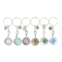 Bag Purse Charms Keyrings Keychains, Natural Stone, with Brass, Round, platinum color plated, different materials for choice & Unisex, more colors for choice, 22x22x5mm, Sold By PC