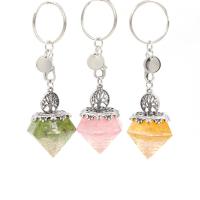 Bag Purse Charms Keyrings Keychains Natural Stone with Resin & Brass Diamond Shape platinum color plated & Unisex Sold By PC