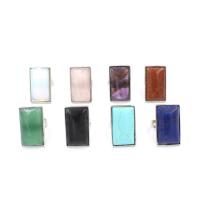 Natural Gemstone Finger Ring, Natural Stone, with 303 Stainless Steel, Rectangle, different materials for choice & Unisex, more colors for choice, Inner Diameter:Approx 21mm, Sold By PC