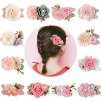 Kinder Haar Zubehör, Stoff, Blume, handgemacht, Mädchen & verschiedene Stile für Wahl, gemischte Farben, 76.20mm, verkauft von PC