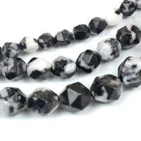 Natural Dalmatian Beads Round Star Cut Faceted & DIY white and black Sold Per 14.96 Inch Strand