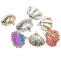 Shell Pendants, with Brass, plated, DIY, more colors for choice, 25-30mmx20-28mm, 50PCs/Bag, Sold By Bag
