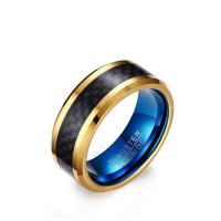 Wolfraam staal Finger Ring, met Koolstofvezel, mode sieraden & verschillende grootte voor keus & voor de mens, 8mm, Verkocht door PC