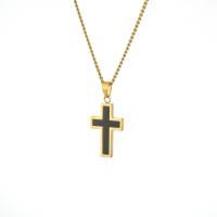 Titanium Steel Necklace, Cross, gold color plated, fashion jewelry & for man, golden, 3mm, Length:Approx 23.62 Inch, Sold By PC