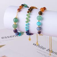 Gemstone Bracelets, Agate, with Brass, fashion jewelry & different styles for choice & for woman, Length:Approx 8.75 Inch, Approx 11.06 Inch, Approx 8.58 Inch, Sold By PC