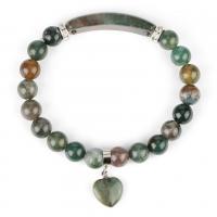 Indian Agate Bracelets with Zinc Alloy Heart fashion jewelry & Unisex 8mm 15*12mm Inner Approx 164.9mm Sold By Strand